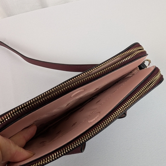 Kate Spade Floral Bulldog Pup Cherrywood Zip Crossbody Novelty Retired NWOT - Picture 8 of 13